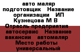 авто маляр подготовщик › Название организации ­ ИП Кузнецова М.В. › Отрасль предприятия ­ автосервис › Название вакансии ­ автомаляр › Место работы ­ универсальный проезд 14 › Минимальный оклад ­ 80 000 › Максимальный оклад ­ 160 000 - Липецкая обл., Липецк г. Работа » Вакансии   